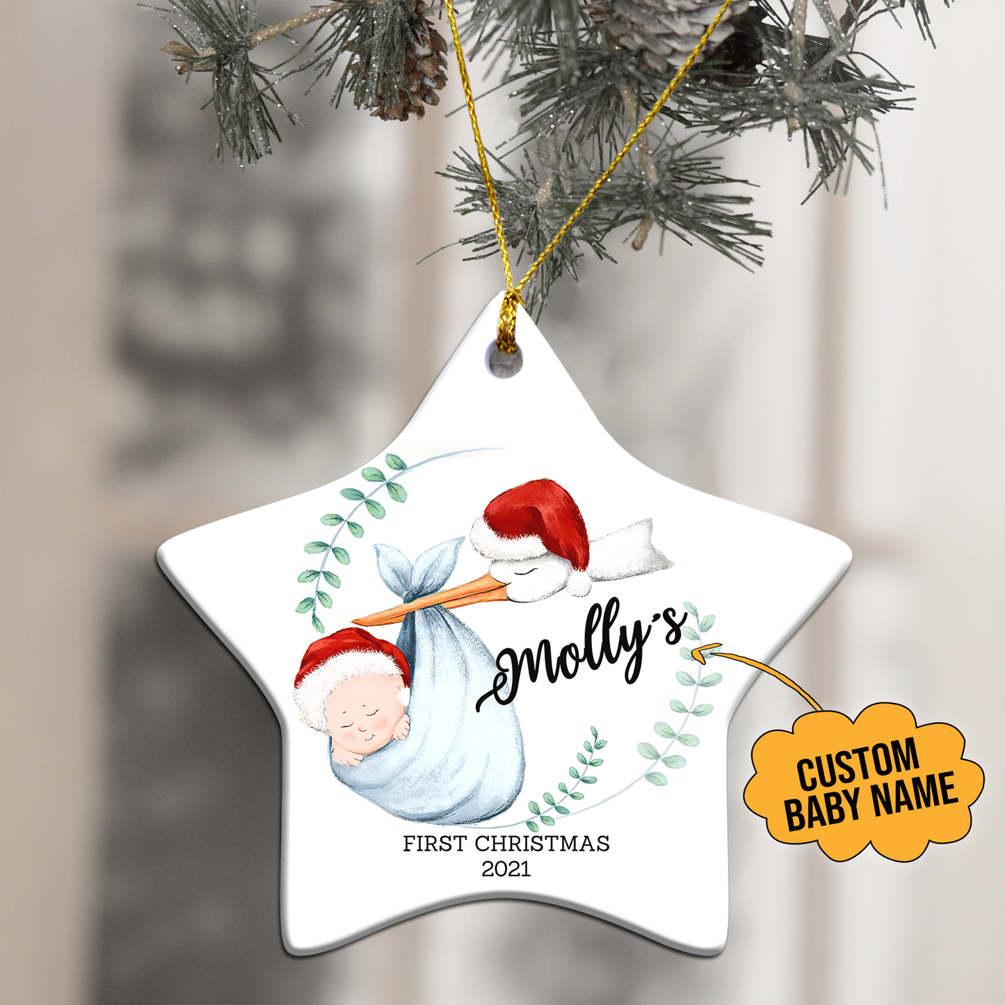 Baby First Christmas Customized Ornament, Christmas Gifts Home Decor Gift For Baby