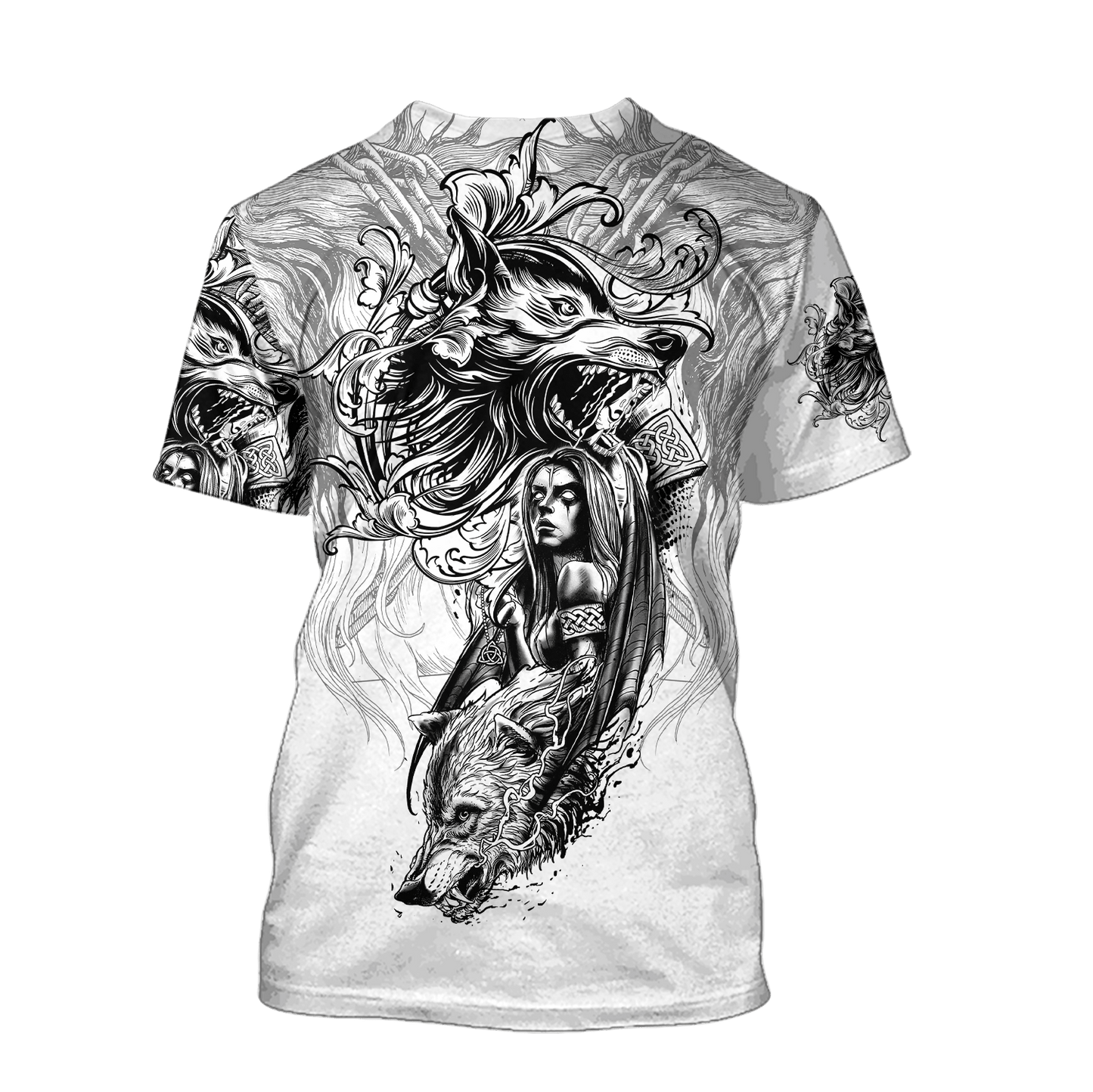 Wolf Tattoo 3D Over Printed Unisex Hoodie-ML