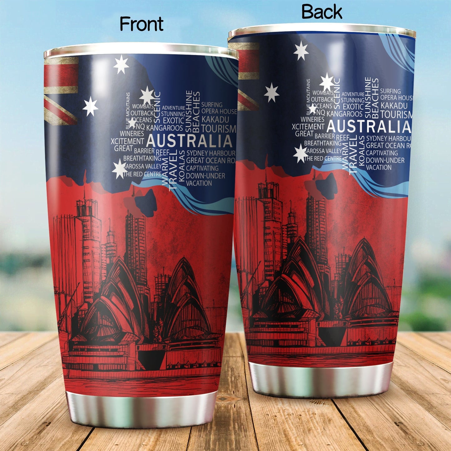 Tmarc Tee Aboriginal Decors Australian Gifts Architectural Red Flag Stainless Steel Tumbler 20Oz