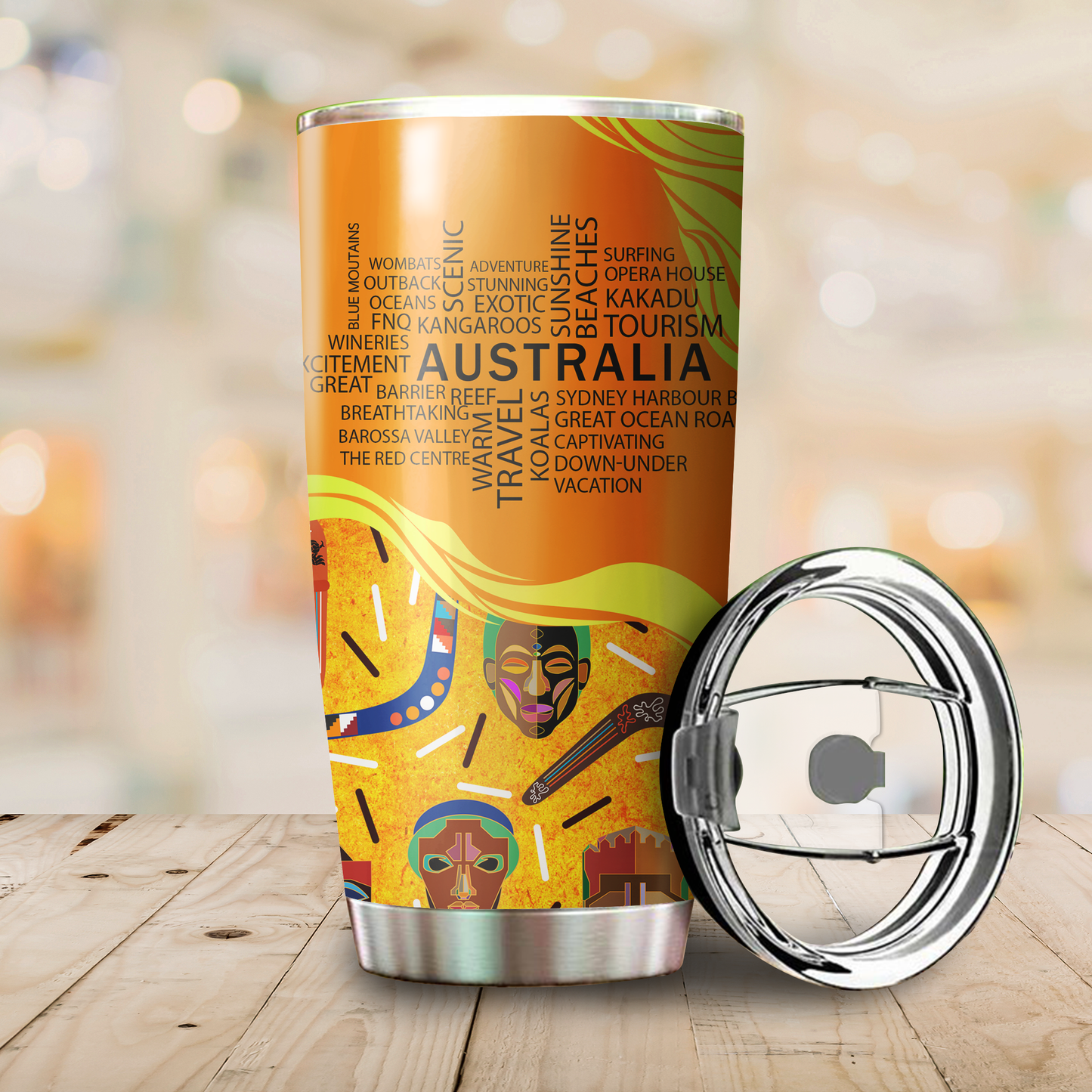 Tmarc Tee Aboriginal Decors Australian Gifts Indigenous Boomerang Stainless Steel Tumbler 20Oz