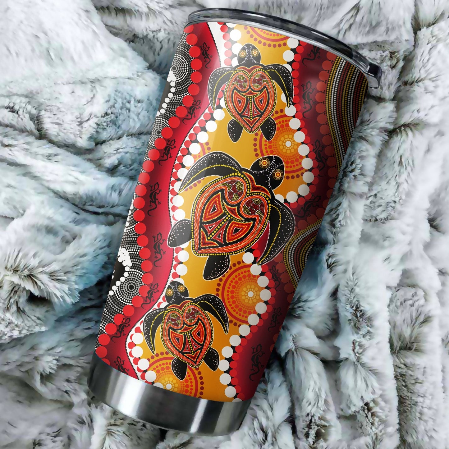 Aboriginal Decors Australian Gifts Turtles Map Stainless Steel Tumbler 20Oz
