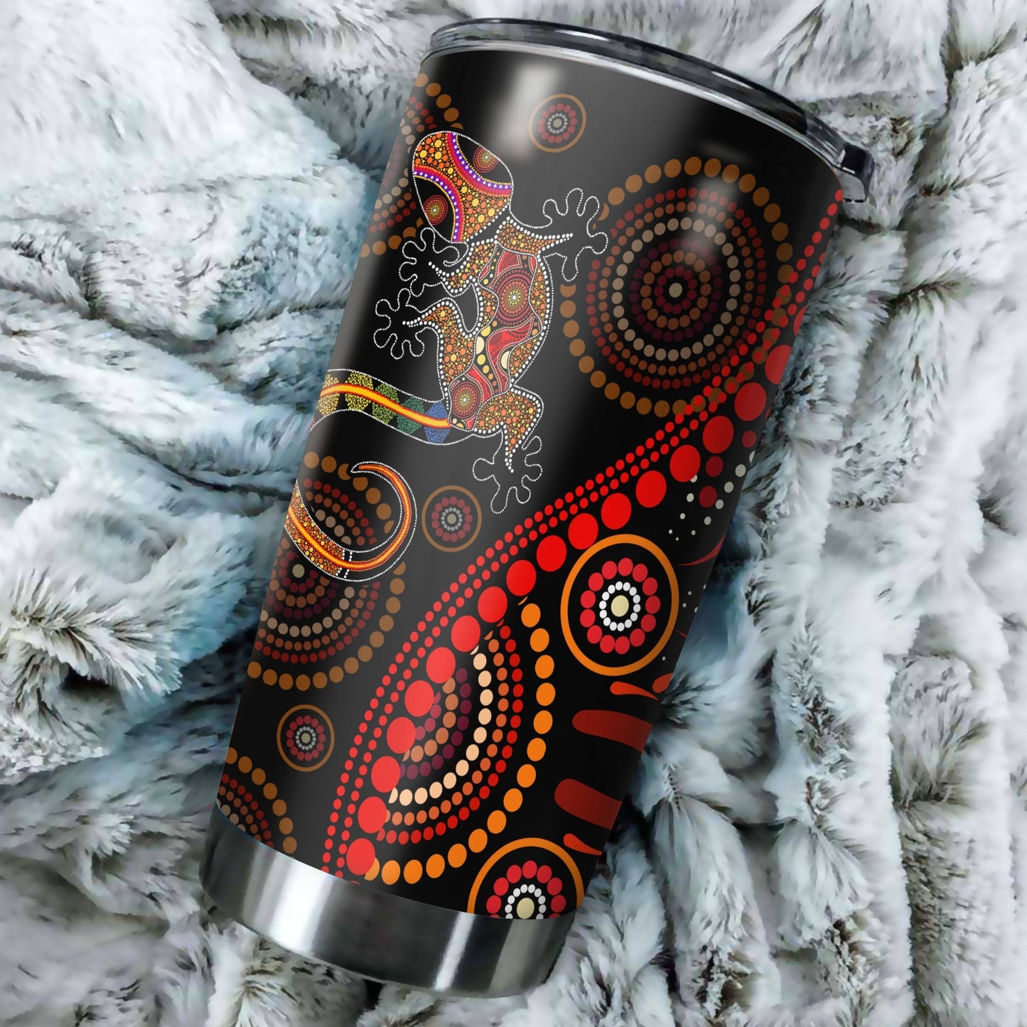 Aboriginal Decors Australian Gifts Lizard sun style Stainless Steel Tumbler 20Oz