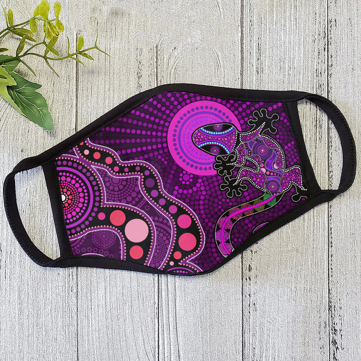 Aboriginal Australia Indigenous Purple The Lizard and The Sun Face Mask HC