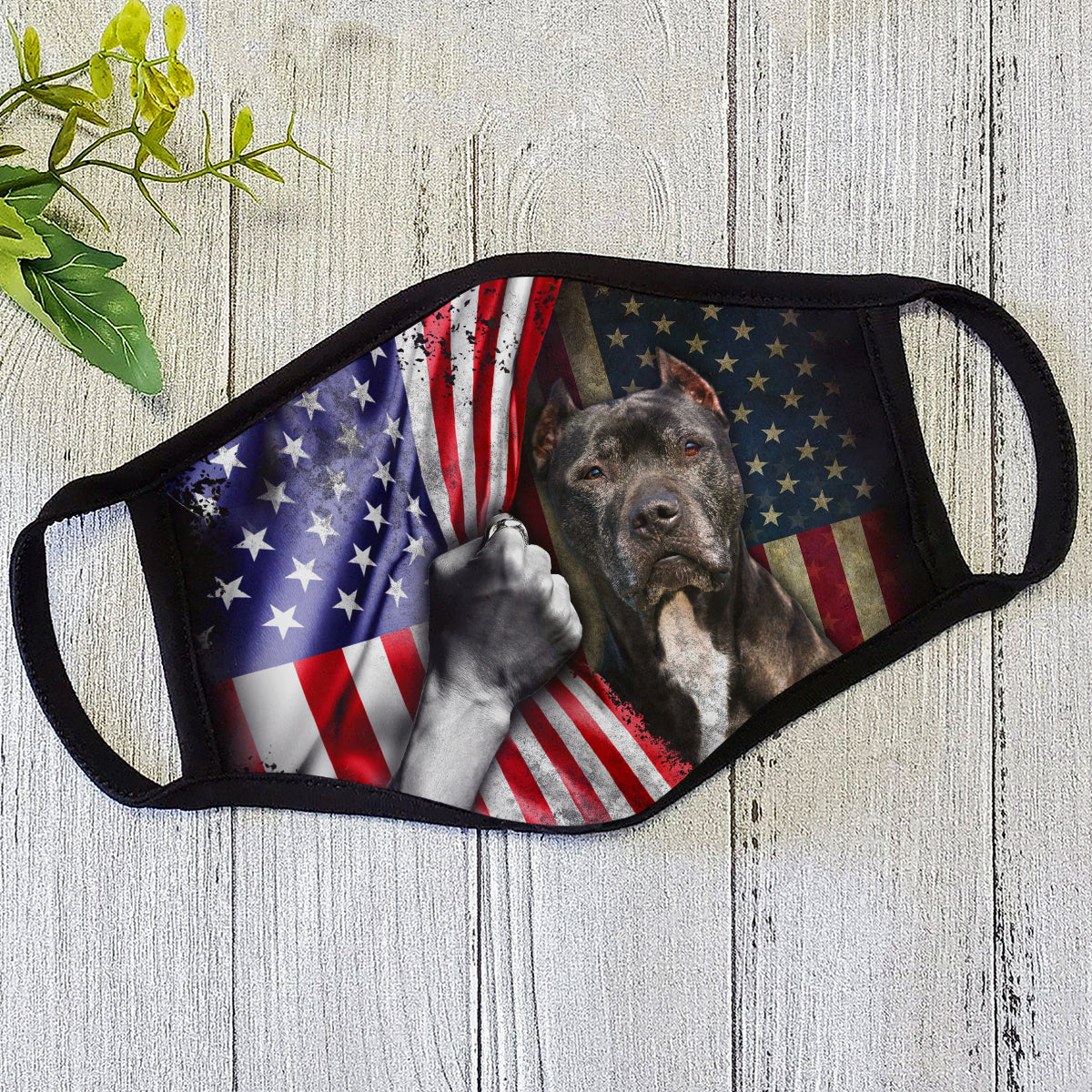 American Flag Pit Bull Dog Face Mask DL