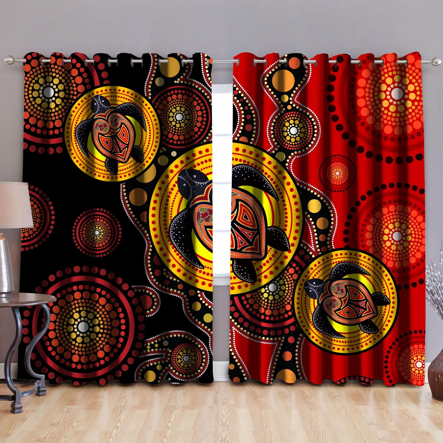 Aboriginal Indigenous Turtles Painting Art Thermal Grommet Window Curtains