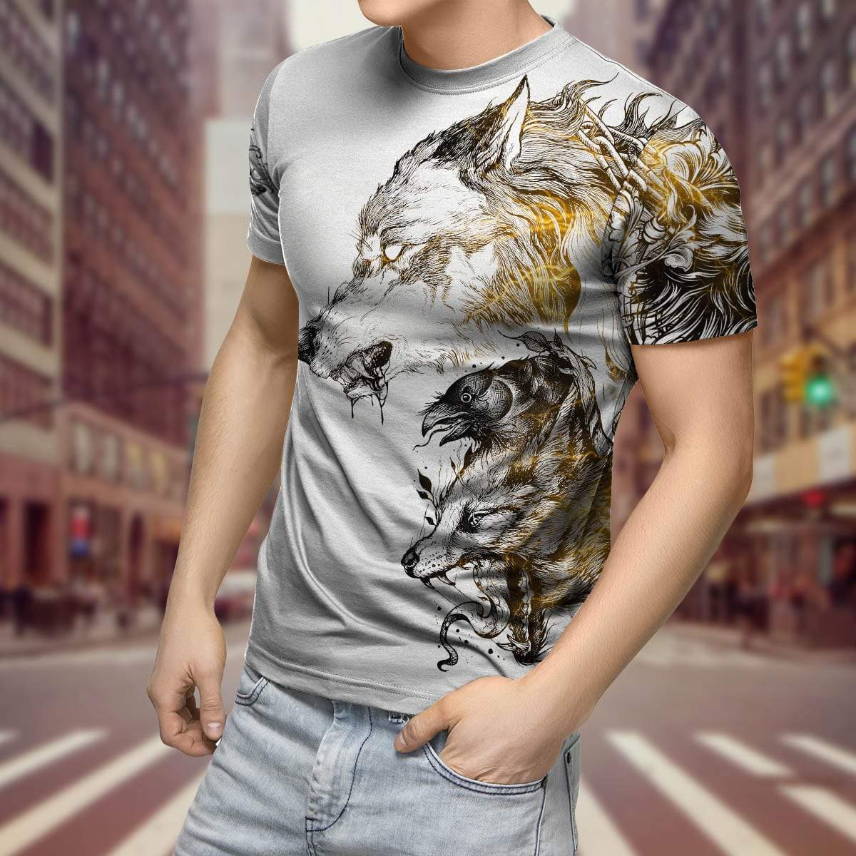 Wolf Tattoo II 3D Over Printed Unisex Hoodie-ML