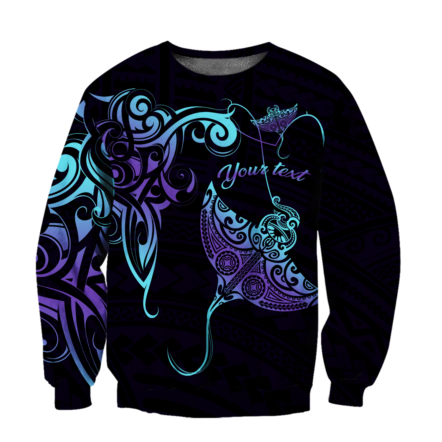 Amazing Polynesian Blue And Purple Ray Tattoo Personalized Unisex Deluxe Hoodie ML