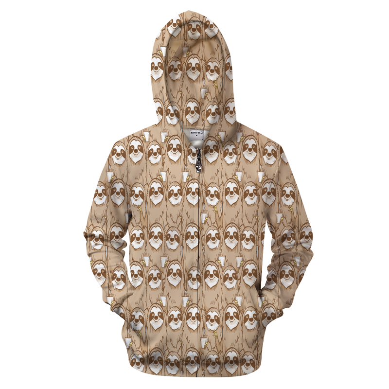 3D All Over Print Funny Sloth Face Shirt-Apparel-6teenth World-Zip-Up Hoodie-S-Vibe Cosy™