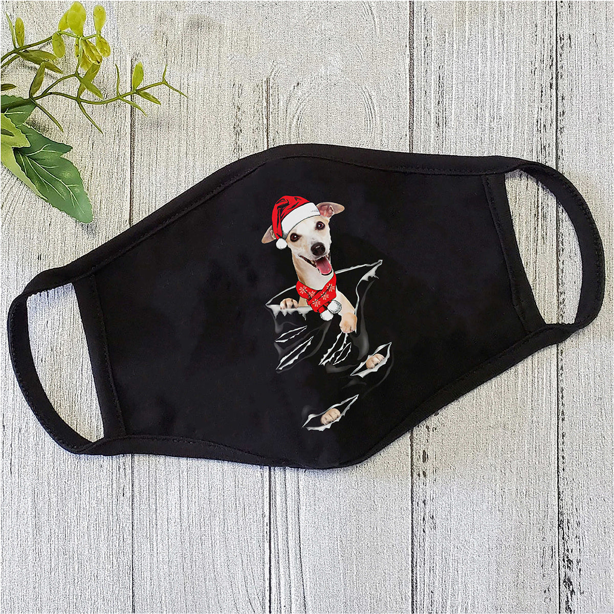 Dog Mask Greyhound Christmas Polyblend Face Mask HG