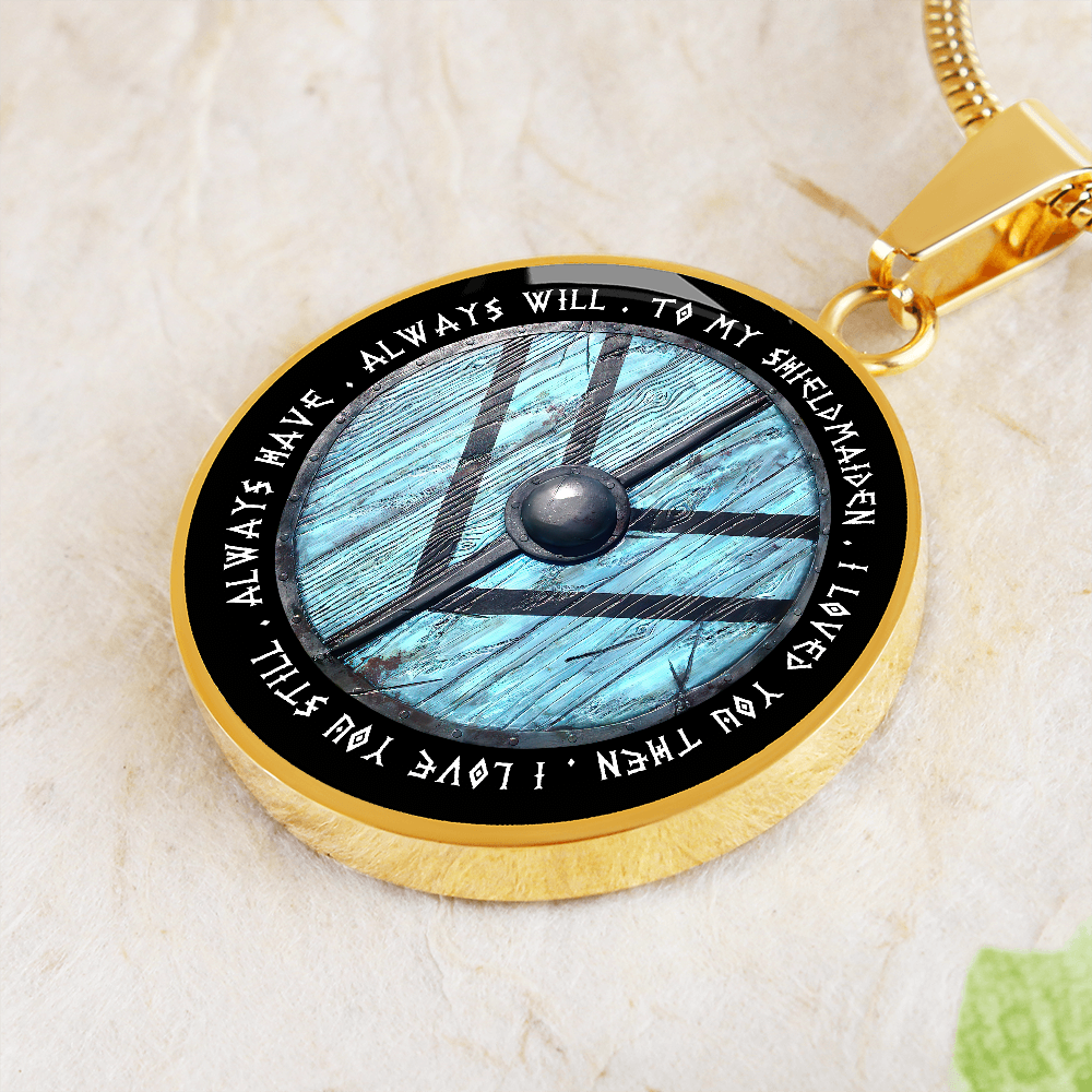 To My Shieldmaiden - Lagertha Shield Necklace - Viking Jewelry - Personalized Viking Gifts - for Viking Wife - for Viking Girlfriend Gift