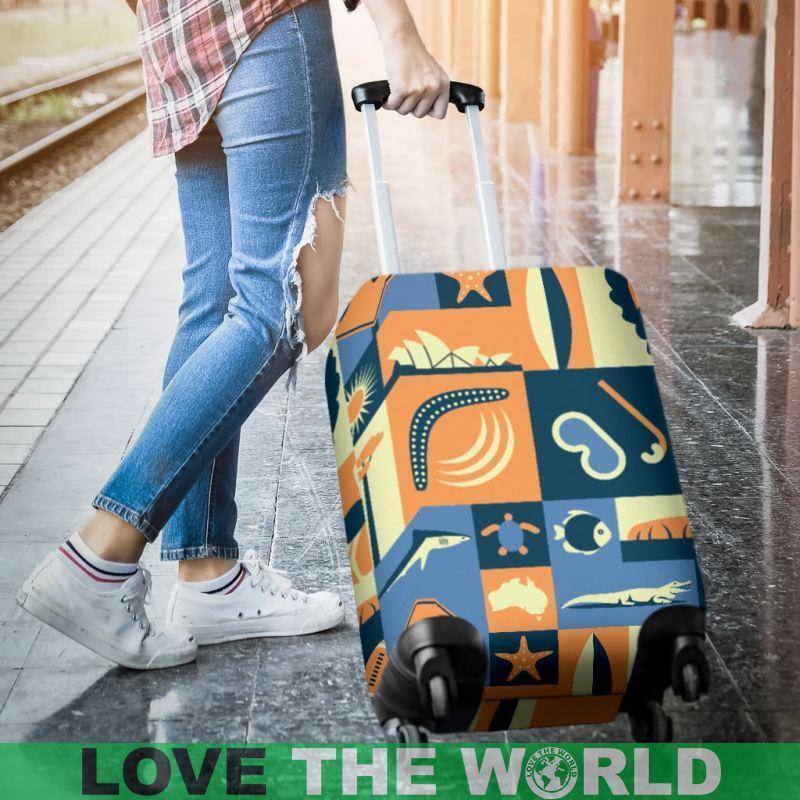 Australia Kangaroo In Flag Luggage Cover NN8 - Amaze Style™-LUGGAGE COVERS