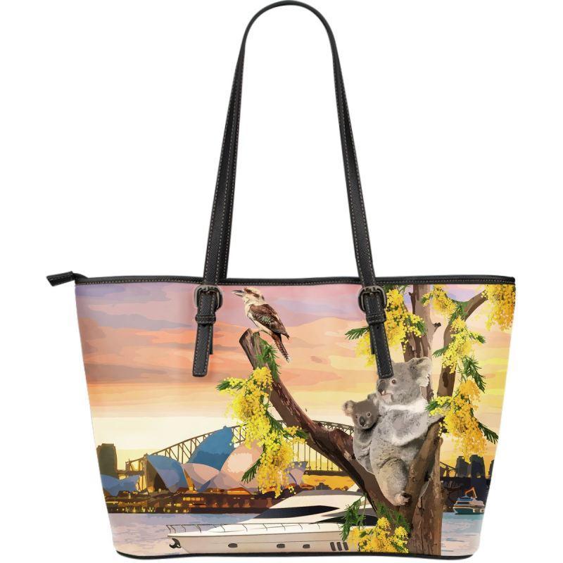 AUSTRALIA KOALA AND KOOKABURRA LARGE LEATHER TOTE BAG S12 - Amaze Style™-LEATHER TOTES