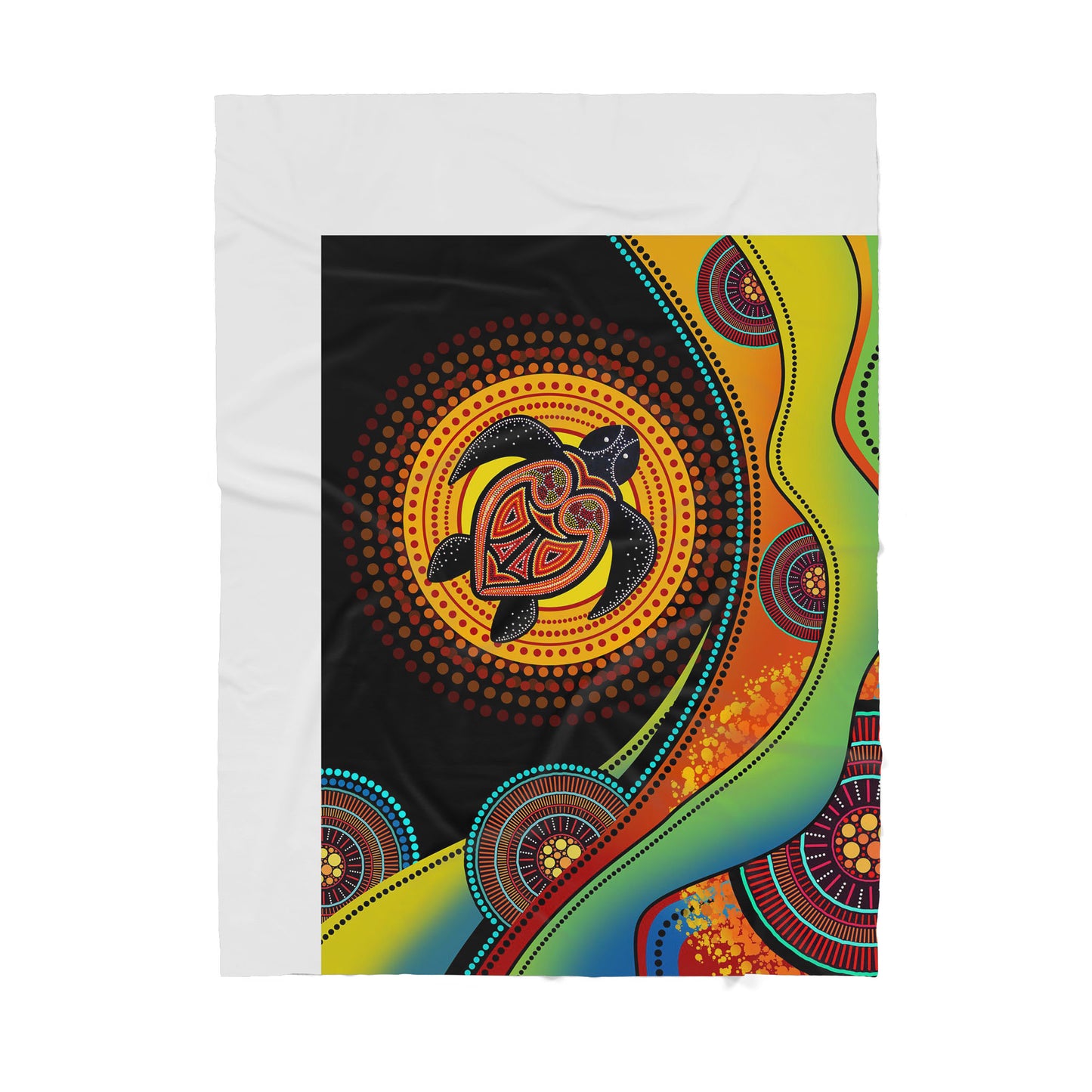 Australian Pattern Aboriginal Green Turtle Sherpa Blanket HC