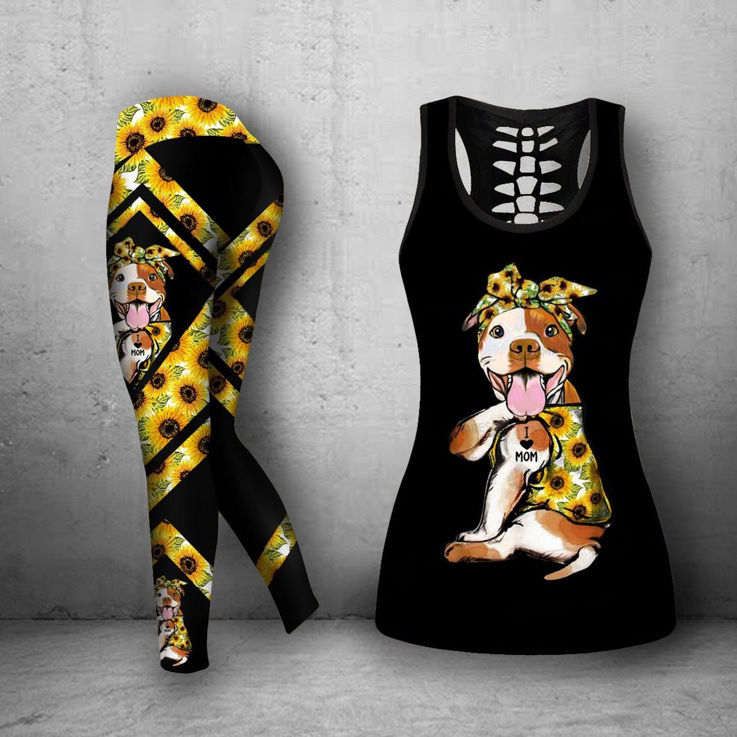 Sunflower Pitbull Combo Tank + Legging TA032450 - Amaze Style™-Apparel