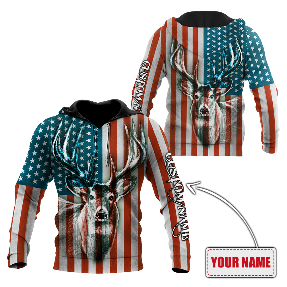 US Deer Persionalized Name 3D All Over Printed Shirts