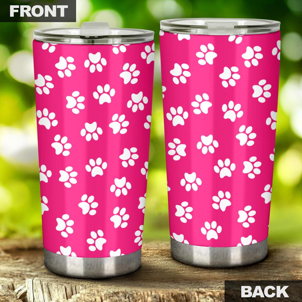 Tumbler Paw Prints Pink-Amaze Style™-Tumbler - Tumbler Paw Prints Pink-20oz Large-Vibe Cosy™