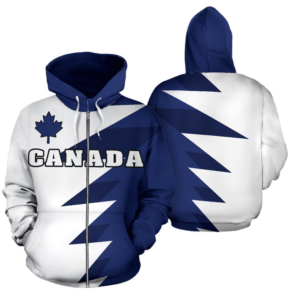 Canada Flag Zip-Up Hoodie - Tooth Style - Blue J9 - Amaze Style™-Apparel