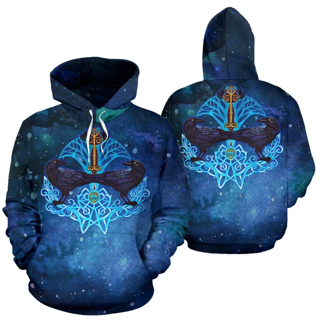Viking Crow And Key Pullover Hoodie A7 - Amaze Style™-ALL OVER PRINT HOODIES (P)
