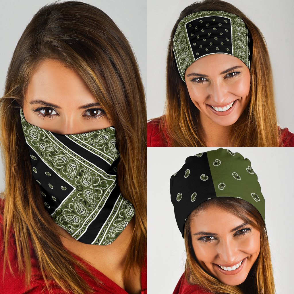 Army and Black Bandana Headbands 3 Pack-Amaze Style™-Army and Black Bandana Headbands 3 Pack-Vibe Cosy™