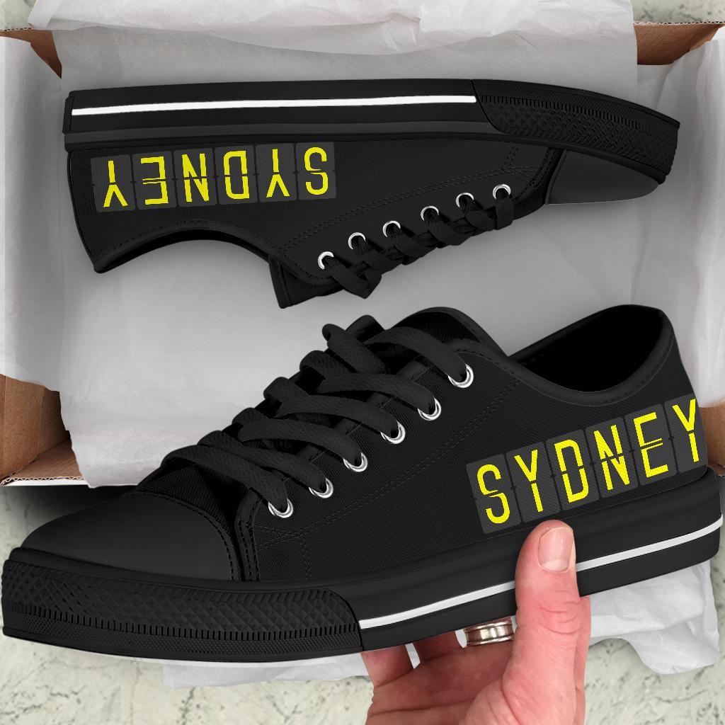 Airport Destinations SYDNEY (Black) - Low Top Canvas Shoes-Amaze Style™-Womens Low Top - Airport Destinations SYDNEY (Black) - Low Top Canvas Shoes-US5.5 (EU36)-Vibe Cosy™