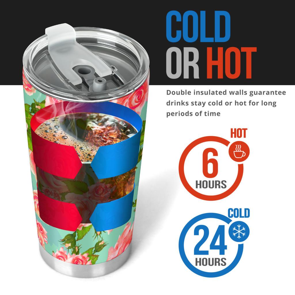 Vintage Floral Blue - Travel Tumbler-Amaze Style™-Tumbler - Vintage Floral Blue - Travel Tumbler-20oz Large-Vibe Cosy™