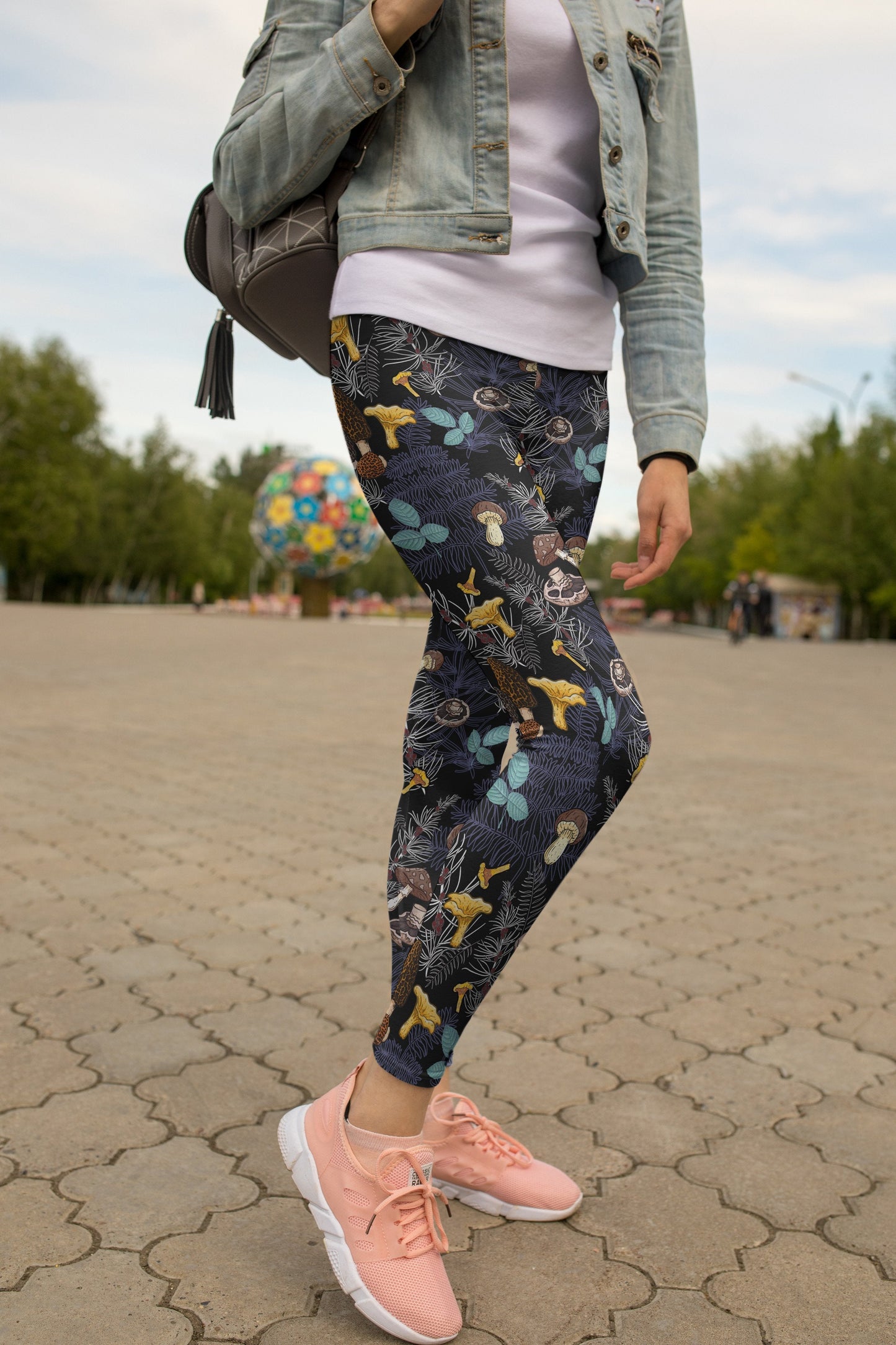 3D All Over Print Mushrooms and leaves of forest trees Legging DC Fashion - Amaze Style™-Apparel