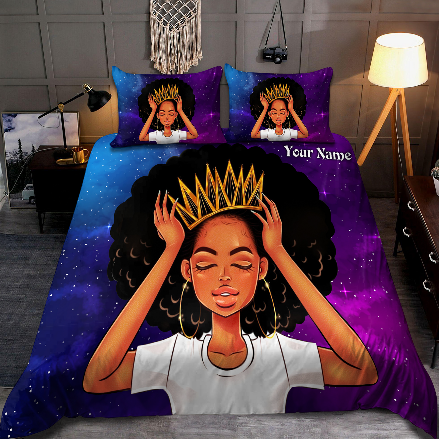 Beautiful Queen You Are Black Girl Custom Name Duvet Cover Set Bedding Set