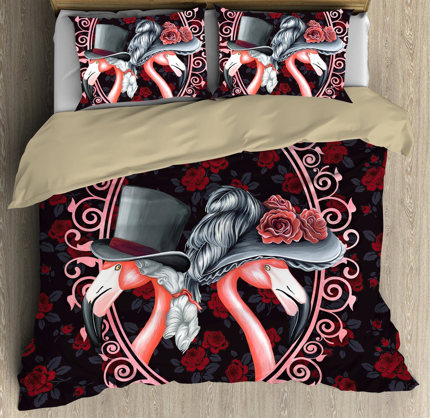 Beautiful Victorian Flamingo Couple Bedding Set DD08252004-MEI