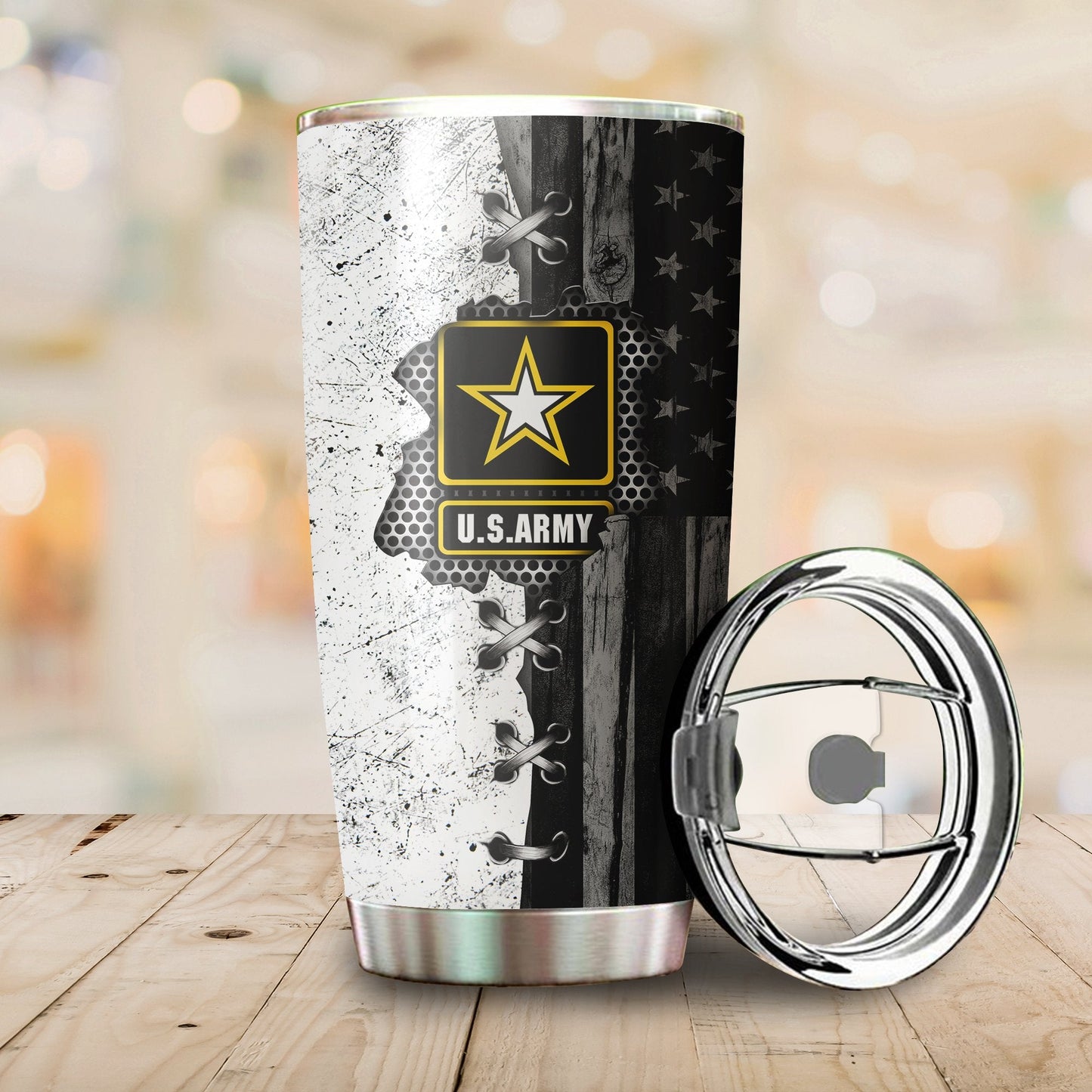 Veteran US Army in my heart BW stainless steel tumbler Proud Military