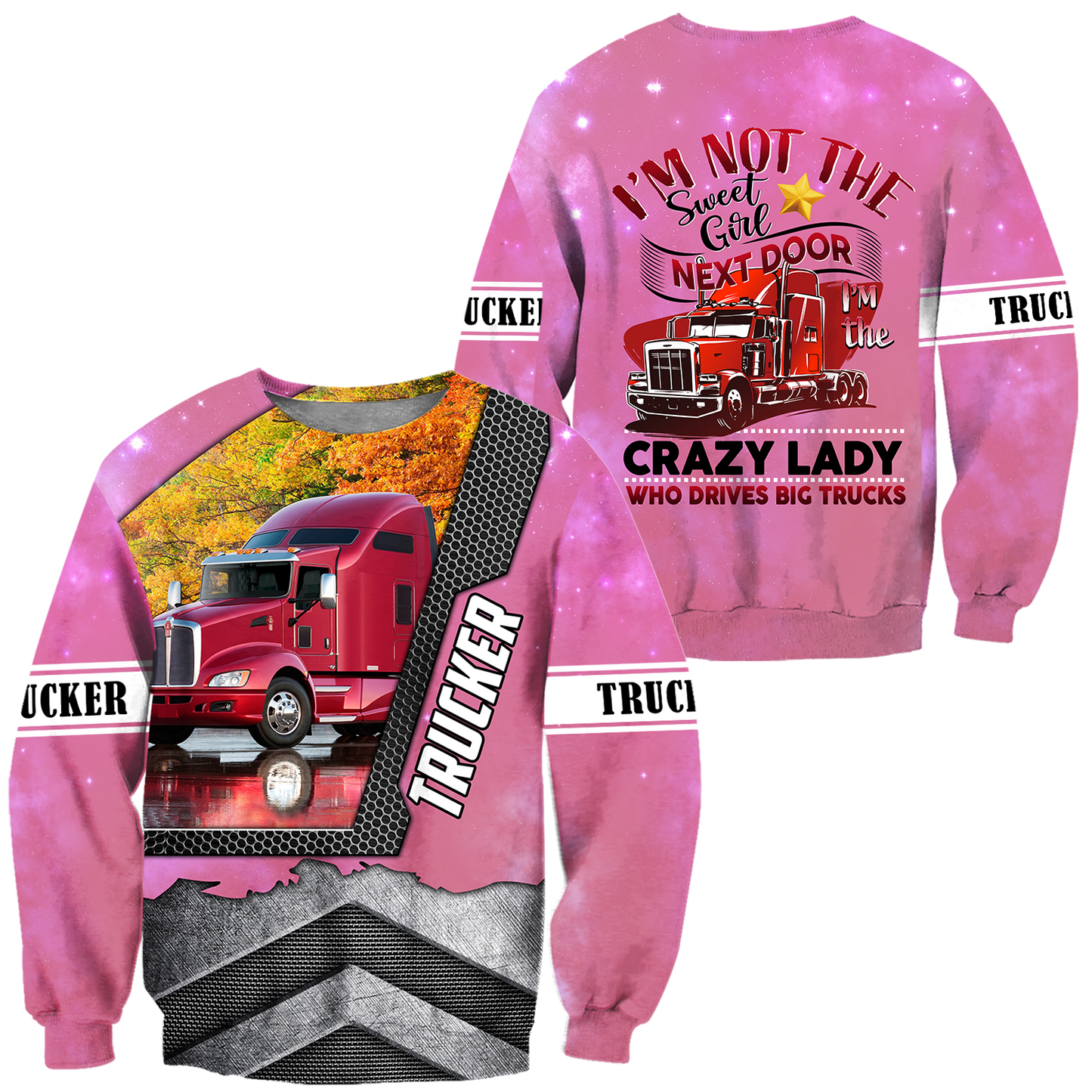 All Over Printed Trucker Lady Hoodie DD09212002-MEI