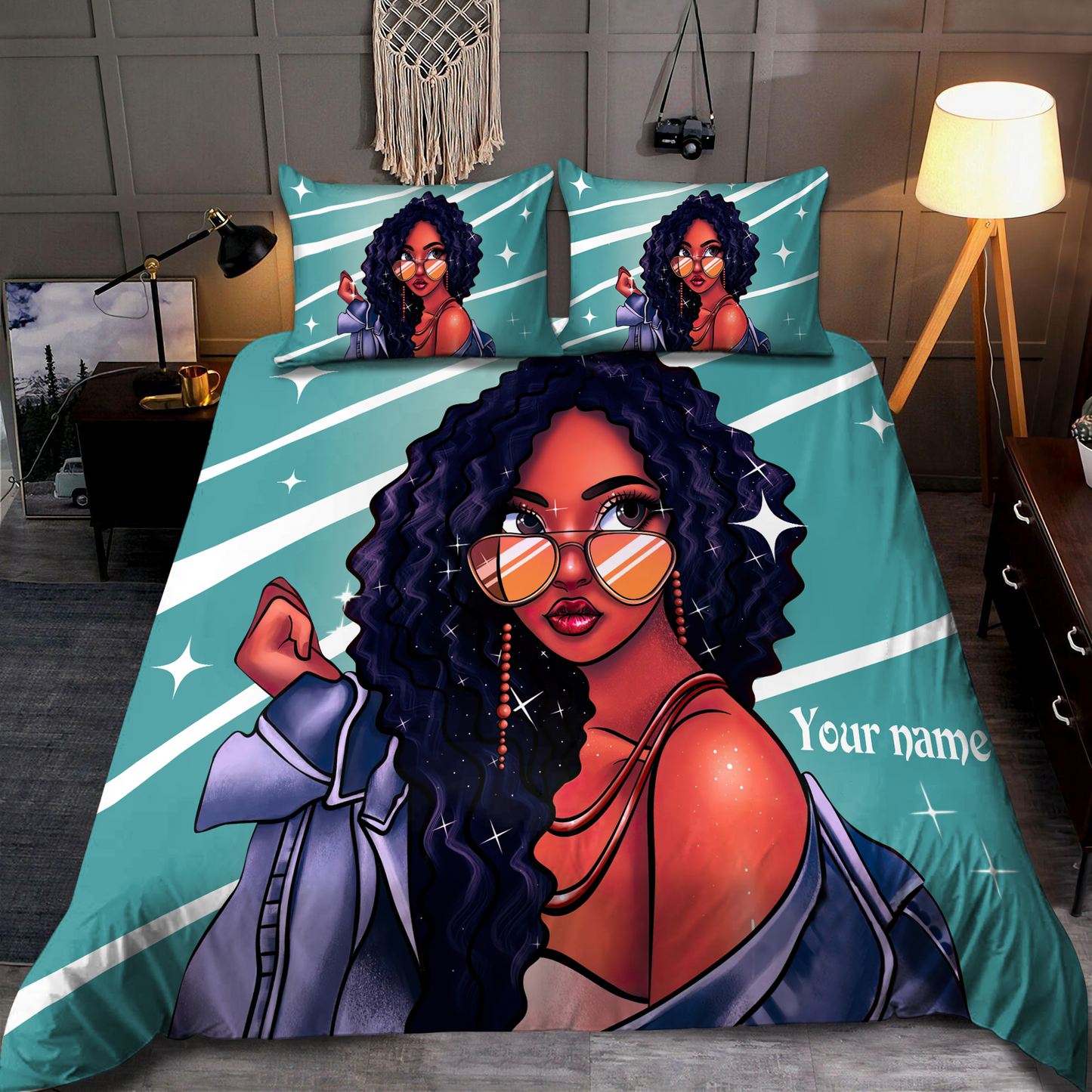 Beautiful Black Girl Custom Name Duvet Cover Set Bedding Set