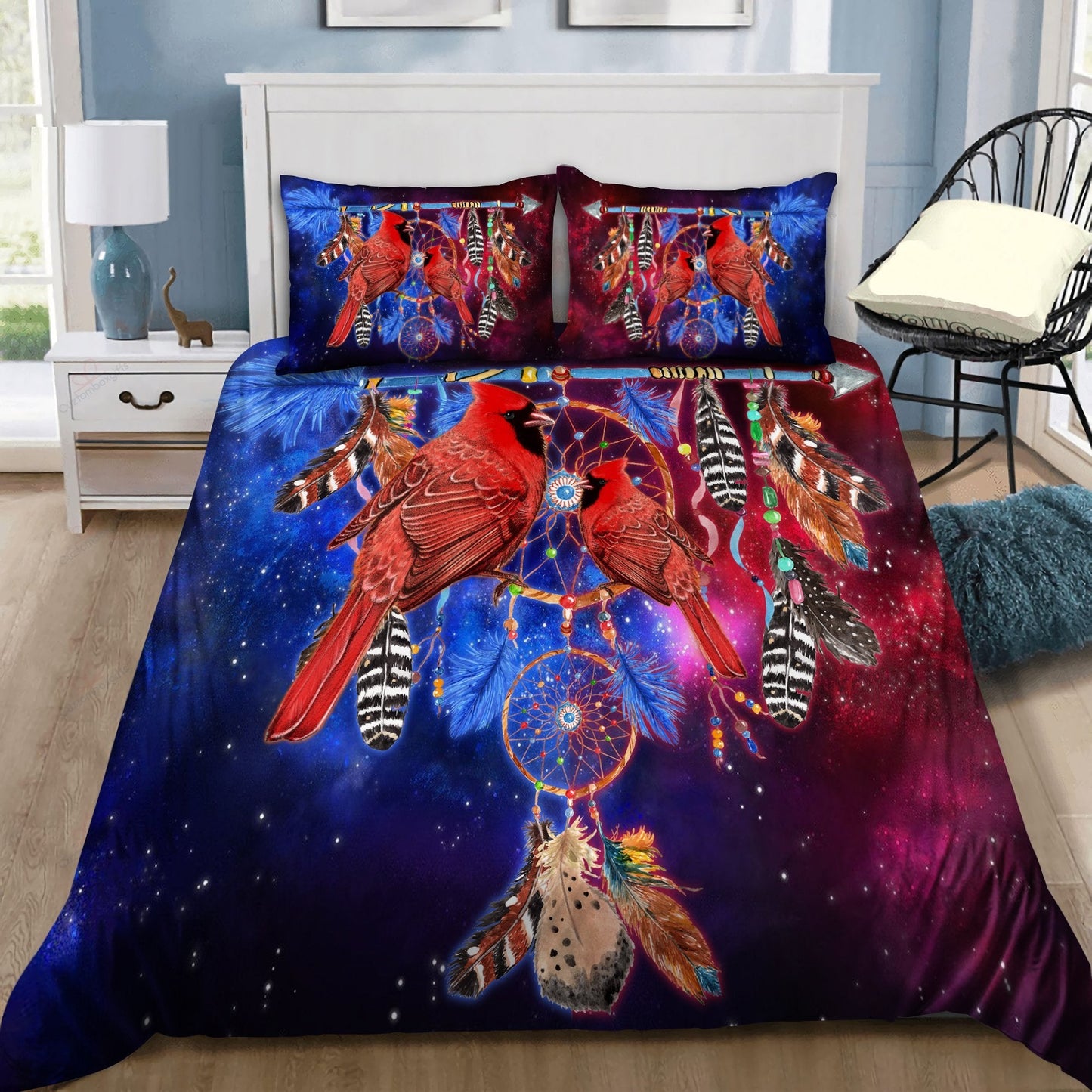 Beautiful Cardinal Birds Dreamcatcher Bedding Set
