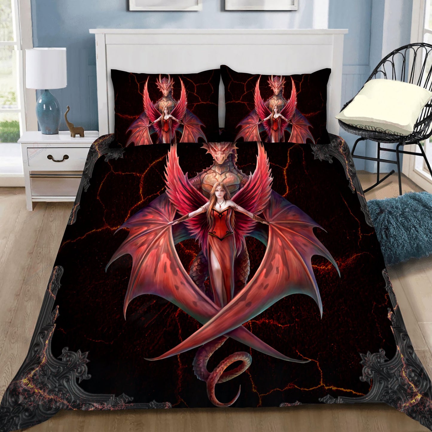 Angel & Dragon Gothic Art Bedding Set HAC100703-NM-Bedding Set-NM-Twin-Vibe Cosy™