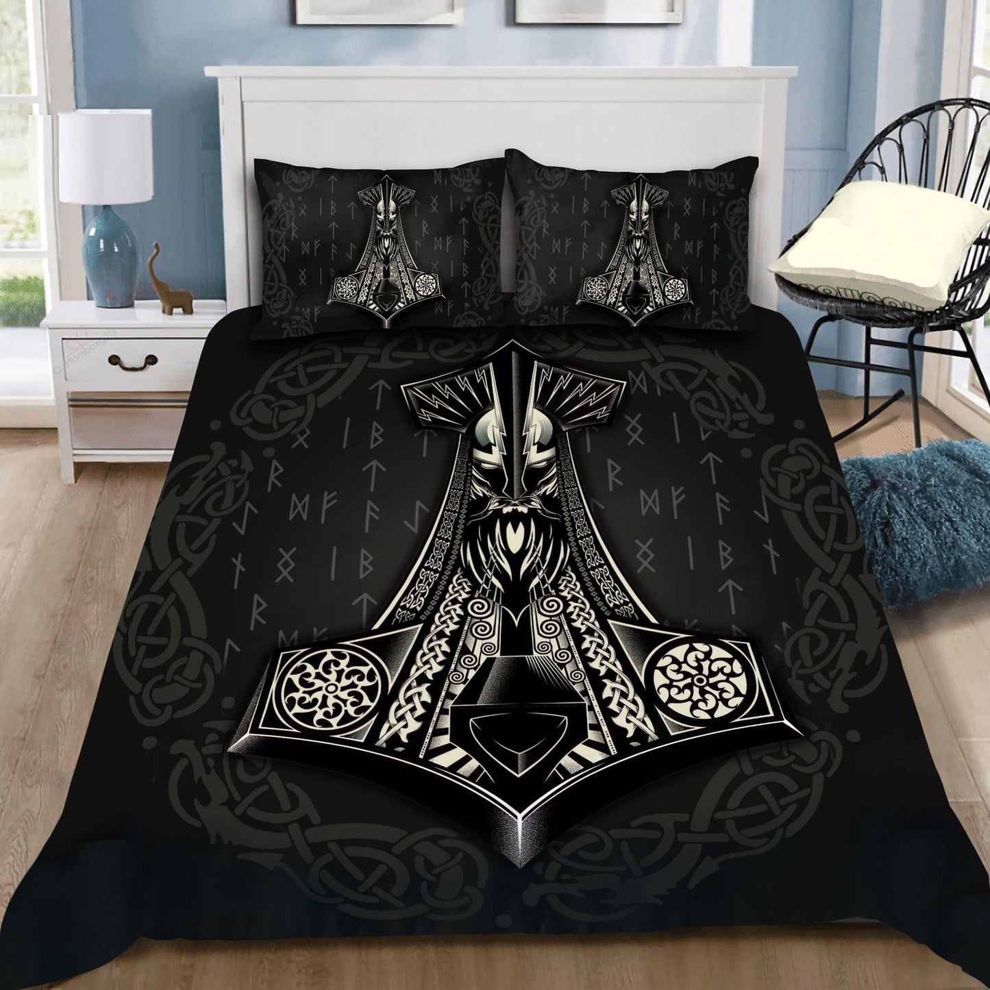 Viking Bedding Set - Odin Mjolnir Rune