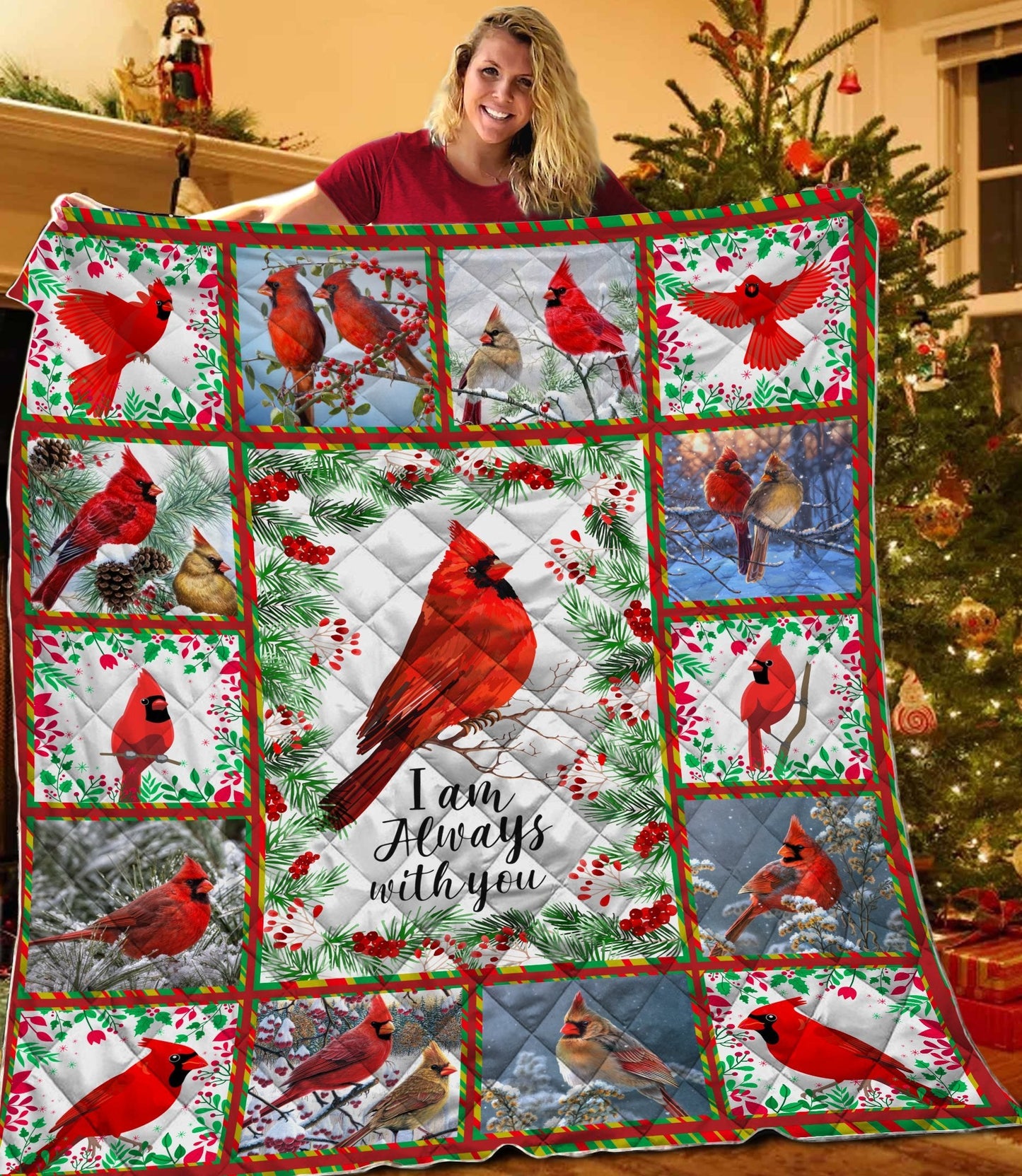 Beautiful Cardinal Birds I am always with you Quil