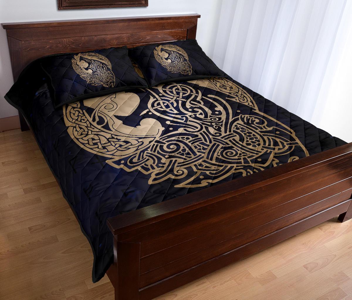Viking Wolf Celtic Galaxy Quilt Bed Set