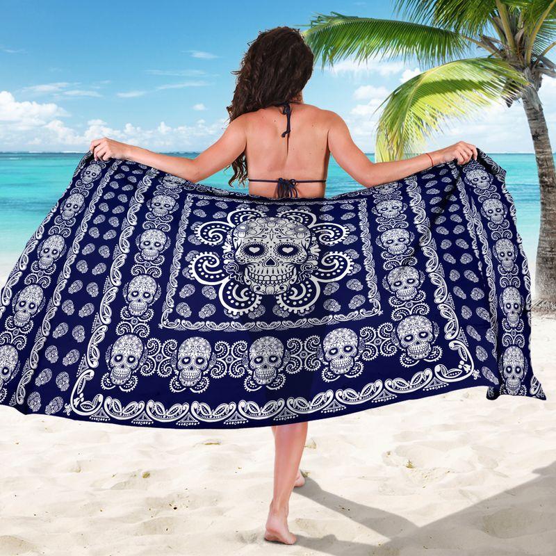Sugar Skull Pattern Silky Beach Sarong Summer Beach Towel 16072103.CTA