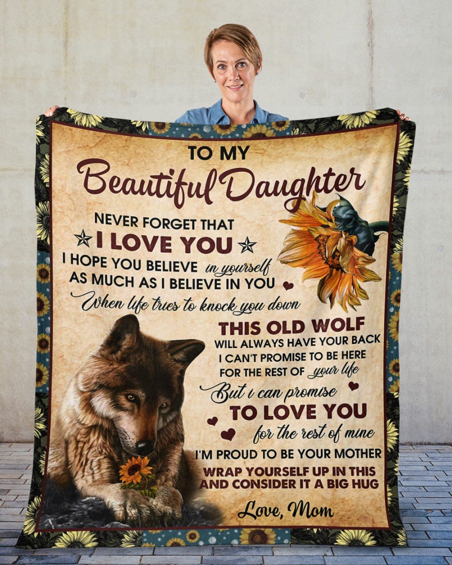 To My Daughter From Mom - Wolf - Premium Blanket