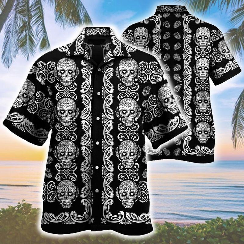Sugar Skull Red And White Pattern Hawaii Shirt 160721019.CTA