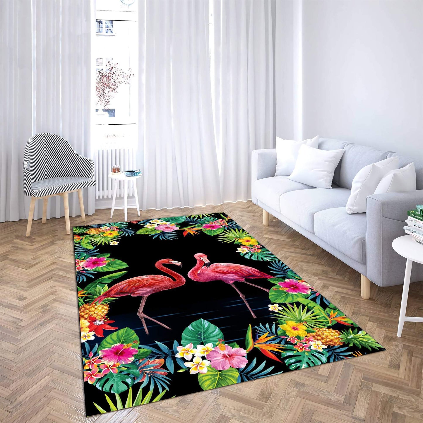 Beautiful Tropical Background Flamingo Couple Rug AM082018-MEI
