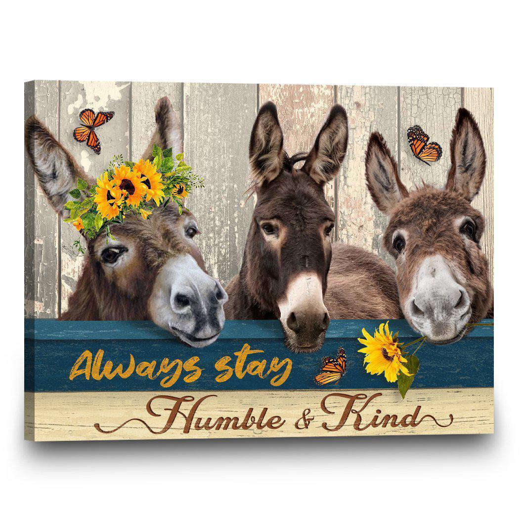 Stunning Gift Donkey Butterfly Poster Wall Art Humble And Kind