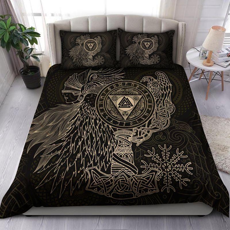 Vikings Bedding Set - Valknut with Helm of Awe and Horn Triskelion