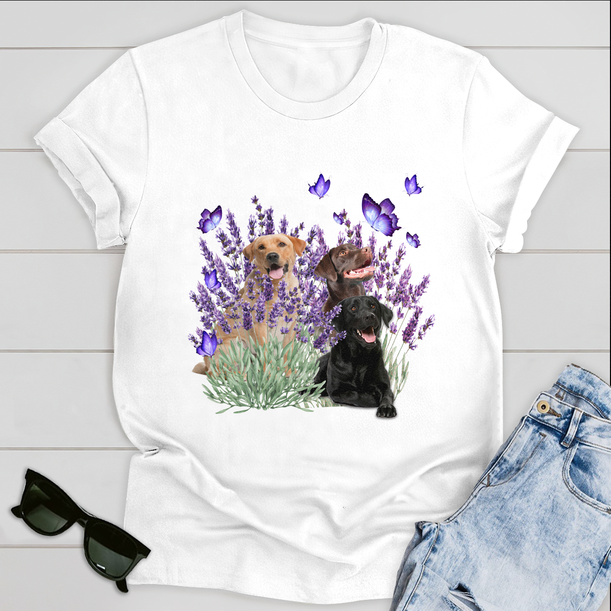 Dog T-shirt Labrador Retriever And Flowers