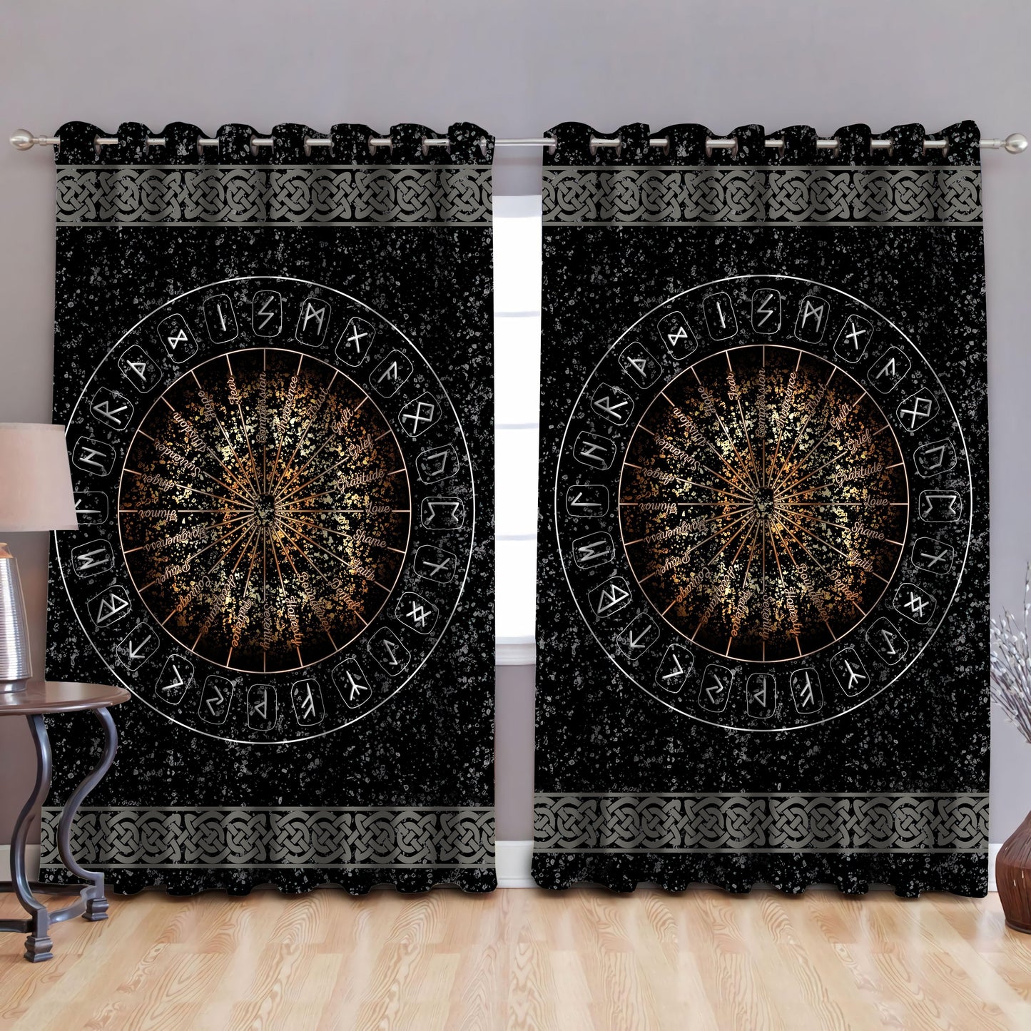 Vikings - Circle Of Healing Runes Thermal Grommet Window Curtains