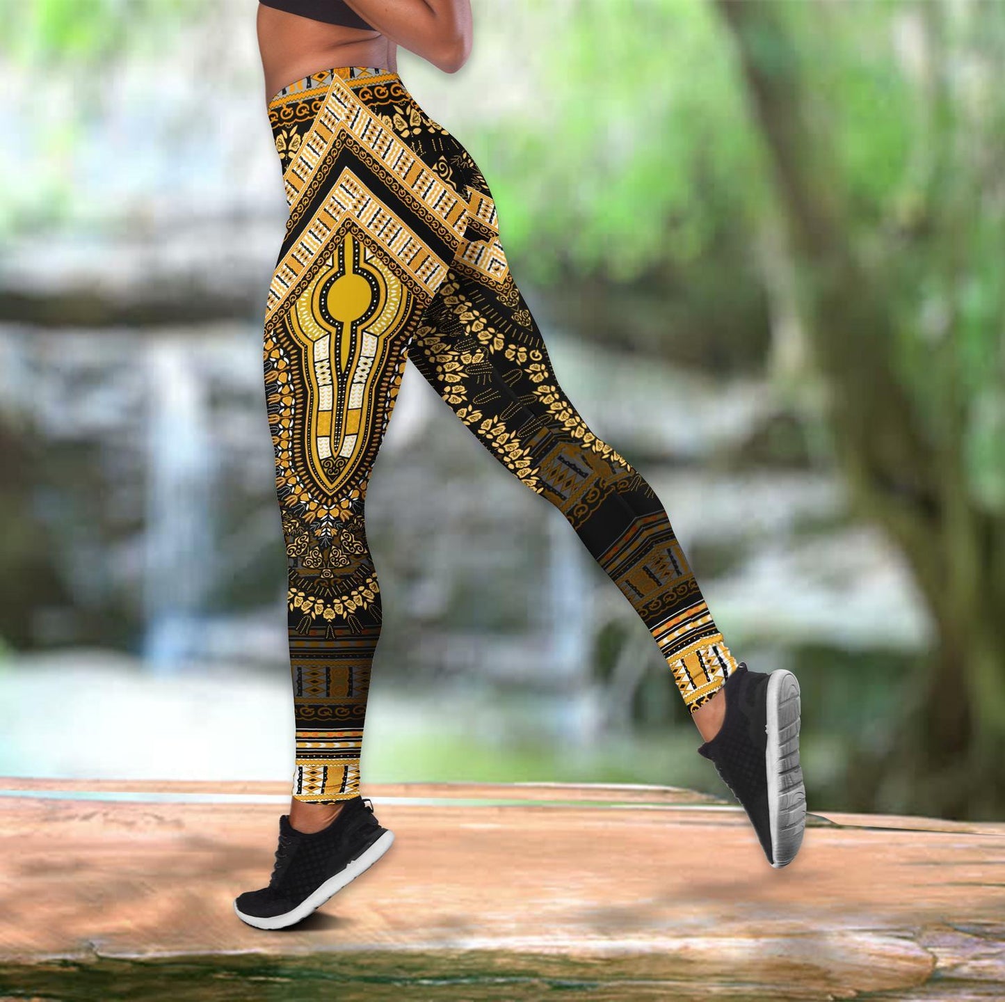 African Gold Pattern Legging & Tank top