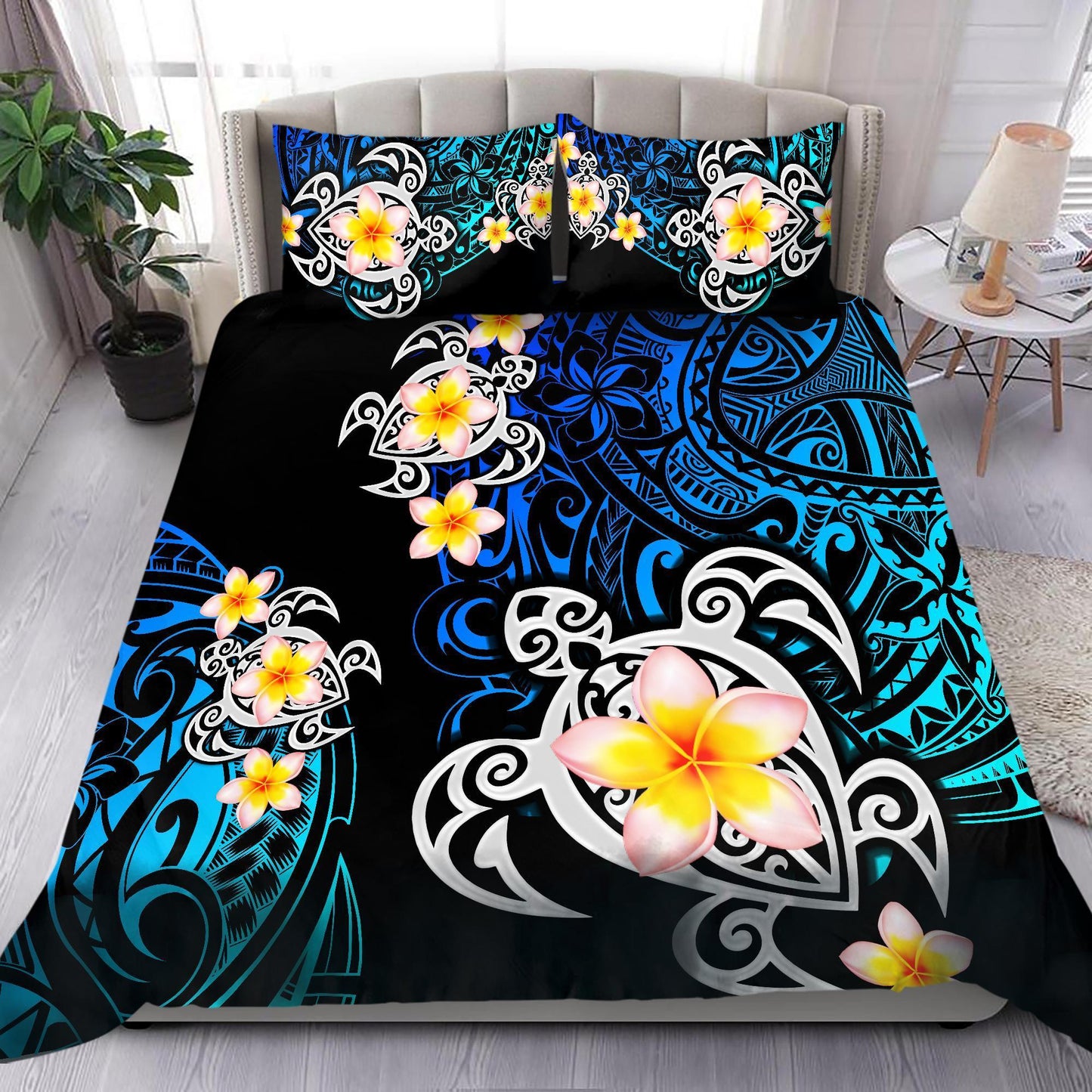 Amazing Polynesian Tattoo Deep Sea Turtle Bedding Set ML
