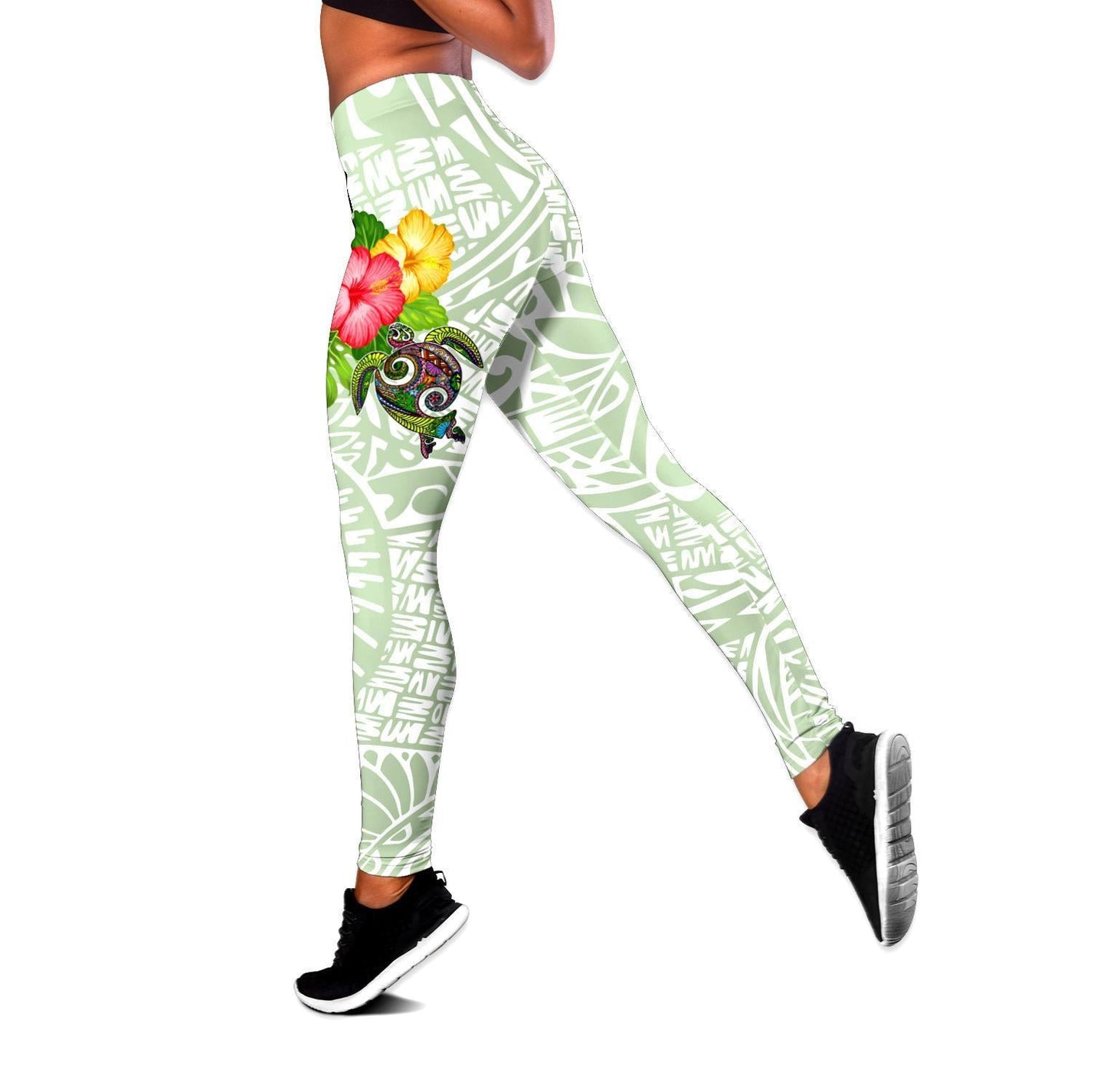 Amazing Fall In The Wave Polynesian 3D Over Printed Legging & Tank top ML