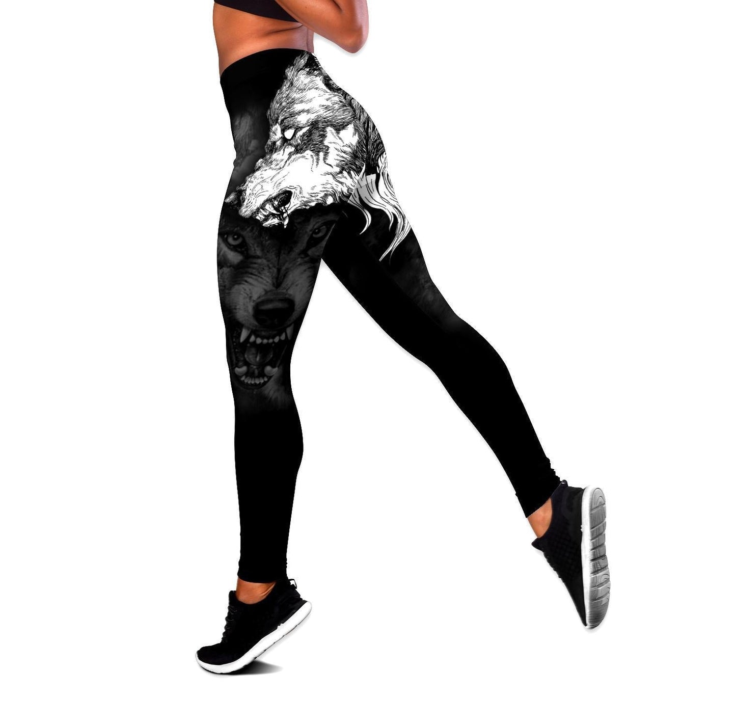 Wolf Spirit Tattoo 3D Over Printed Legging & Tank top-ML