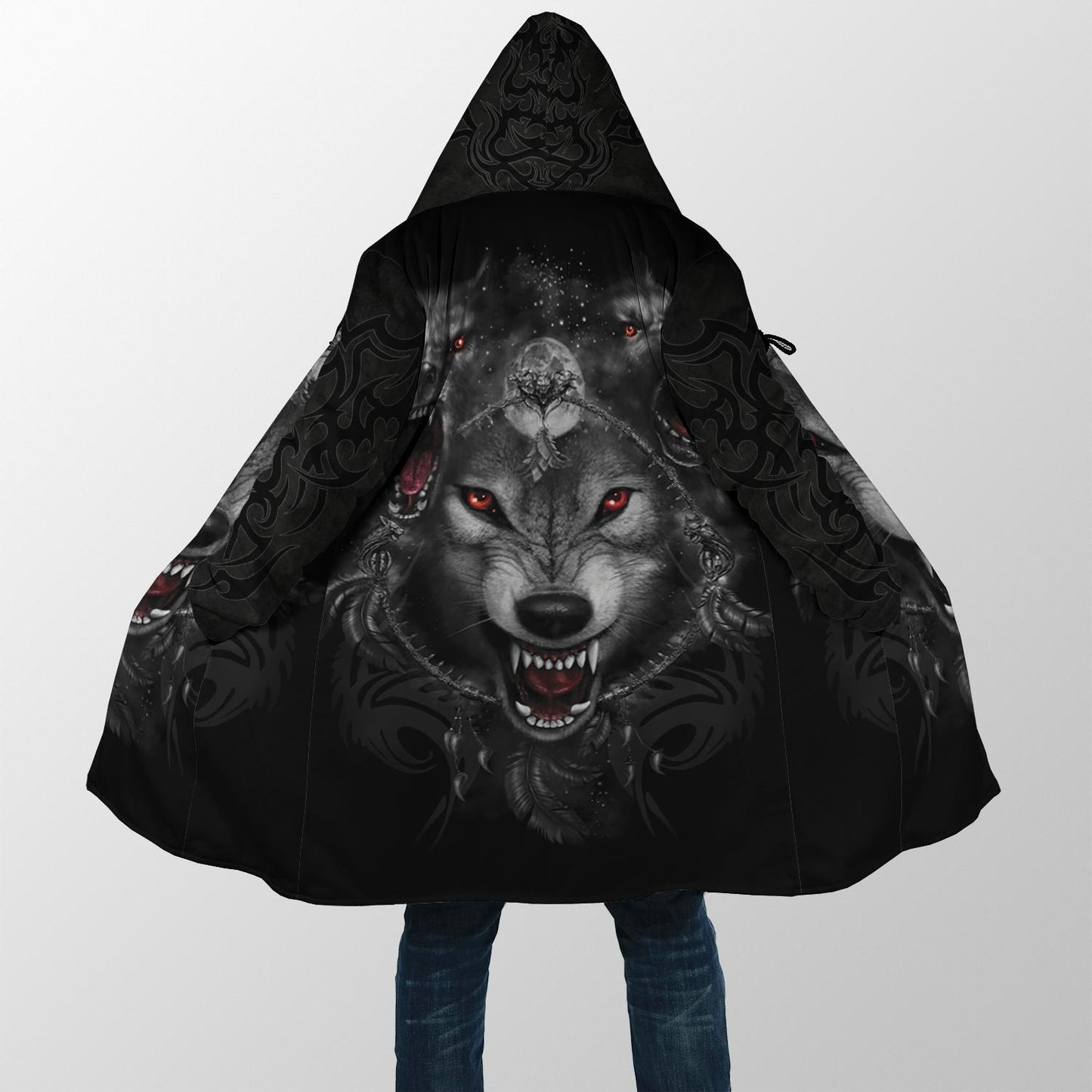 Black Wolf Nightmare 3D Over Printed Cloak for Men and Women-ML