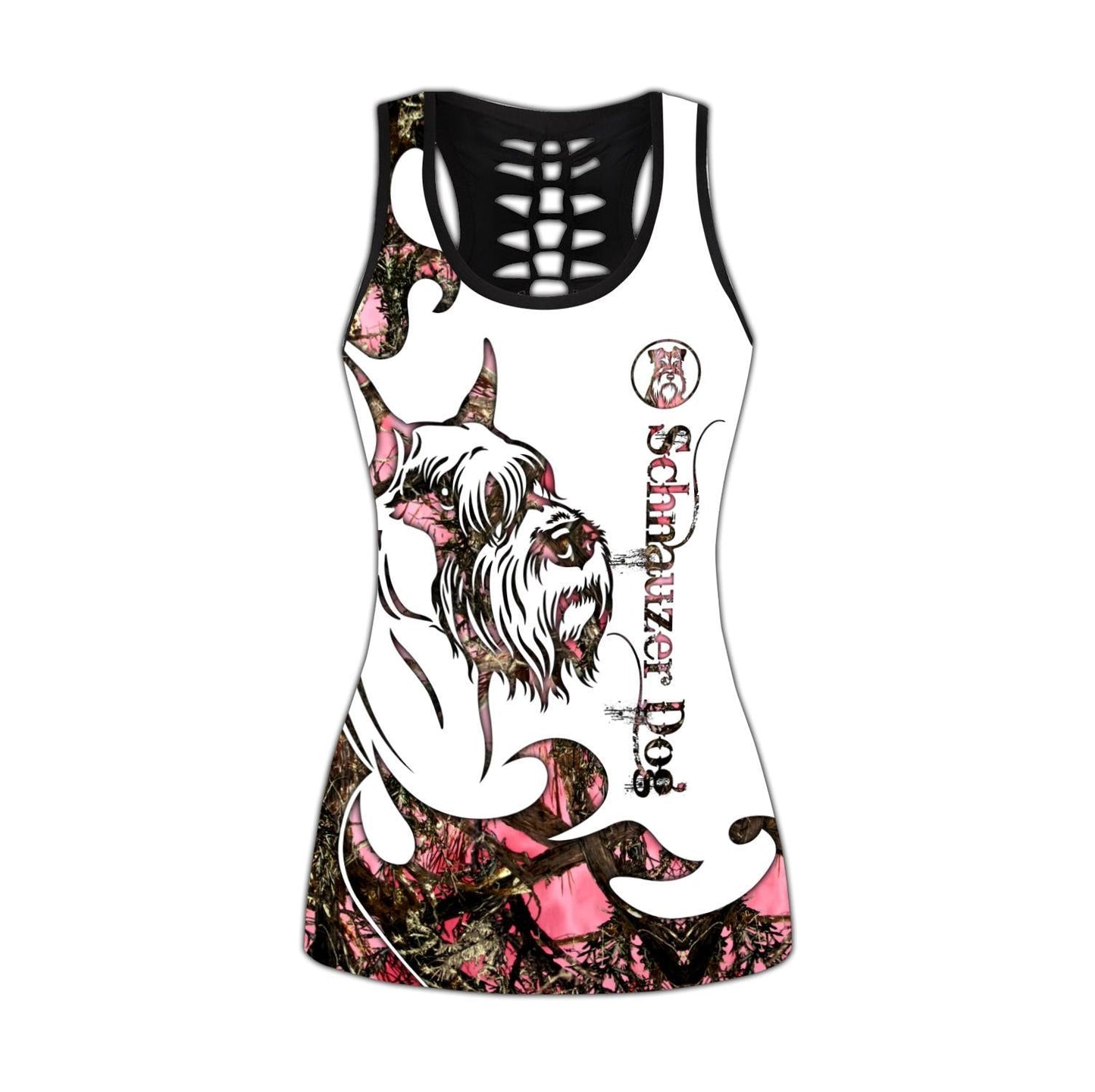 Schnauzer Dog tattoos combo outfit legging + hollow tank for women PL
